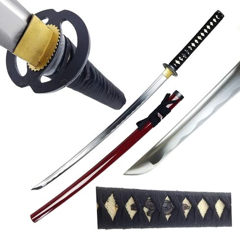 Musha Hand Forged Japanese Katana Samurai Sword - 1045 High Carbon Steel Full Tang Blade for Collection, Gift, Straw Mat Cutting Practice in Kuwait