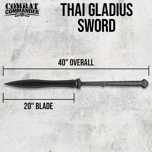 Combat Commander Thai Gladius Sword and Scabbard with Shoulder Harness-1065 Carbon Steel Blade, Penetrating Point, Hard-Coat Finish, Nylon Fiber Handle-Designed for Today's Warrior-Length 40" in Saudi Arabia