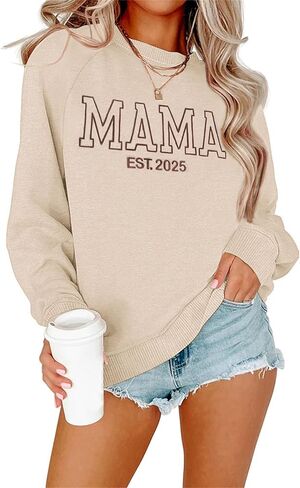 Dressmine Womens Casual Long Sleeve Crewneck Loose Mama Sweatshirt Graphic Shirts Pullover Tops in Saudi Arabia