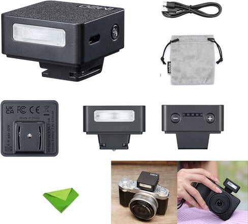Godox IM20 Mini Flash للكاميرا مع البطارية المدمجة ، Conpact & GN10/470 MAH USB-C الشحن والأحذية الساخنة المتوافقة مع Sony ZVE10 ، ZV1 ، A7III/RICOH GR3 ، GR3X/FUJIFILM F1 ، ليس لـ ZV-1F (أبيض) in Saudi Arabia