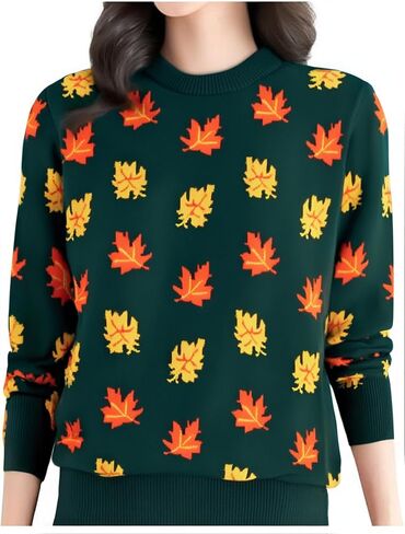LUKYCILD Fall Sweaters for Women 2025: Autumn Leaves Print Sweater Long Sleeve Graphic Pullover Casual Crewneck Tops in Saudi Arabia