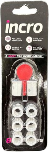 INCRO Padel Dracket Mampeners White - ثماني عبوات ، مطاطية متينة - التحكم في الاهتزاز المحسن in Kuwait