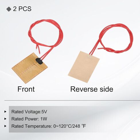 Meccanixity 2pcs لوحة تسخين فيلم تسخين ، 1W 5V وسادة حرارة بوليميد ، عناصر سخان PI اللاصقة فيلم 40mmx30mm in Saudi Arabia