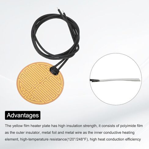 MECCANIXITY 5pcs Heater Film Heating Plate, 8W 5V Polyimide Heat Pad Adhesive PI Heater Elements Film 50mm Dia Heater Strip for Constant Temperature in Saudi Arabia