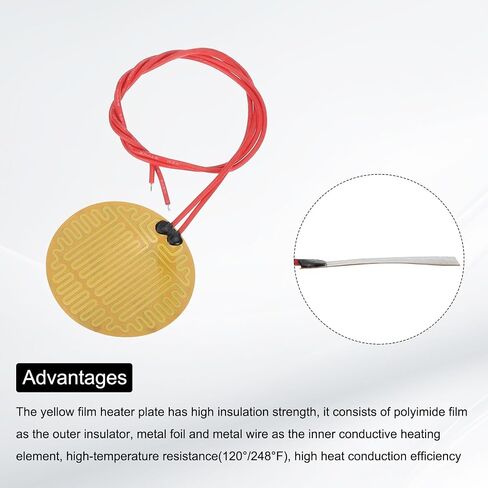 MECCANIXITY 10pcs Heater Film Heating Plate, 13W 12V Polyimide Heat Pad Adhesive PI Heater Elements Film 70mm Dia Heater Strip for Constant Temperature in Saudi Arabia