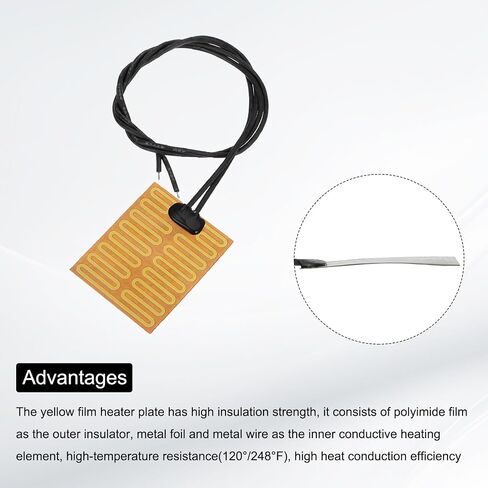 MECCANIXITY 5pcs Heater Film Heating Plate, 4.2W 5V Polyimide Heat Pad Adhesive PI Heater Elements Film 47mmx37mm Heater Strip for Constant Temperature in Saudi Arabia