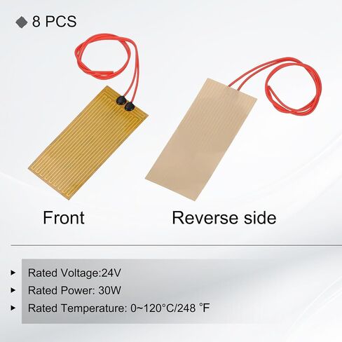 MECCANIXITY 8pcs Heater Film Heating Plate, 30W 24V Polyimide Heat Pad Adhesive PI Heater Elements Film 100mmx45mm Heater Strip for Constant Temperature in Saudi Arabia