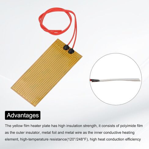 MECCANIXITY 8pcs Heater Film Heating Plate, 30W 24V Polyimide Heat Pad Adhesive PI Heater Elements Film 100mmx45mm Heater Strip for Constant Temperature in Saudi Arabia