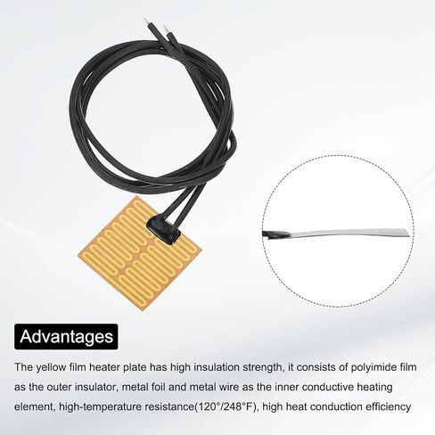 MECCANIXITY 6pcs Heater Film Heating Plate, 4.2W 5V Polyimide Heat Pad Adhesive PI Heater Elements Film 32mmx32mm Heater Strip for Constant Temperature in Saudi Arabia
