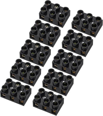 MECCANIXITY 10pcs Dual Row Terminal Block, 2 Positions 500V 10A Screw Terminals Strip, Cable Barrier Block Strip for Home Appliances, Electronic Circuits, Black in Saudi Arabia