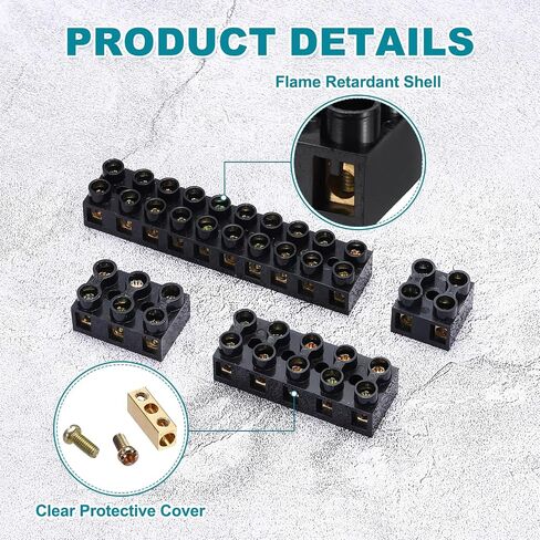 MECCANIXITY 10pcs Dual Row Terminal Block, 2 Positions 500V 10A Screw Terminals Strip, Cable Barrier Block Strip for Home Appliances, Electronic Circuits, Black in Saudi Arabia