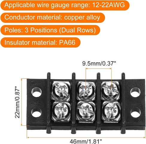 UXCELL 4 PCS 8 مواضع كتلة طرفية 300V 20A 9.5mm ملعب صفوف مزدوجة 8 دوائر DIN ROW ROW MITRILALS in Kuwait