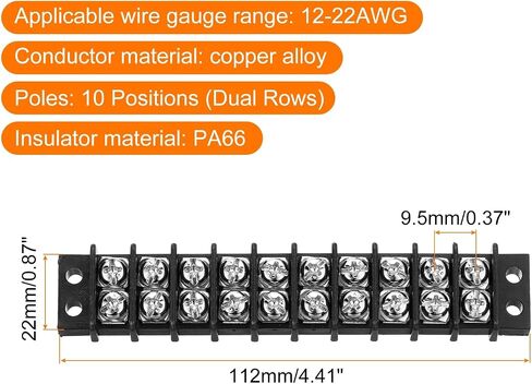 UXCELL 4 PCS 8 مواضع كتلة طرفية 300V 20A 9.5mm ملعب صفوف مزدوجة 8 دوائر DIN ROW ROW MITRILALS in Kuwait