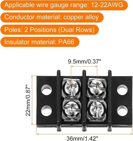 uxcell 4 Pcs 8 Positions Terminal Block 300V 20A 9.5mm Pitch Dual Rows 8 Circuits DIN Row Screw Terminals Strip in Saudi Arabia