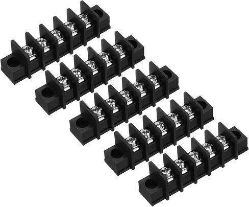 uxcell 5 Pcs 5 Positions Terminal Block 300V 20A 9.5mm Pitch Single Rows 5 Circuits DIN Row Screw Terminals Strip in Saudi Arabia