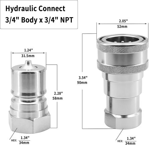3/4 "NPT إلى 3/4" مجموعة مقرنة مفصل سريع الهيدروليك ، توصيلات هيدروليكية توجيهية ، ISO 7241-B in Saudi Arabia
