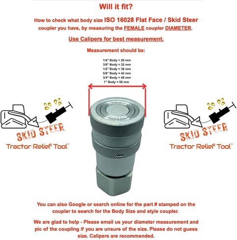 3/4 "ISO 16028 Flat Fark Face Skid Skid Skid Male Hydraulic Quick Acpler Adjusts Delsed Adfing Tool by Tractor Relief Tool ™ in Saudi Arabia