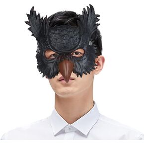 Halloween Mask Novelty Owl Mask for Men Women Halloween Half Face Mask EVA Costume Mask for Party Cosplay Props