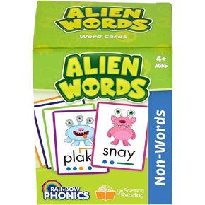 Junior Learning: Rainbow Phonics - Alien Words - 148 Word Cards, Flash Cards with Made Up Words to Help Learn Phonics, Level Based Cards, Kids Ages 4+