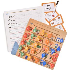 Maze & Trace: Alphabet & Sight Words Puzzle 8-in-1 Wooden Double Sided Toy for Learning How to Read and Write in Saudi Arabia