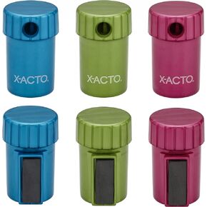 X-ACTO Magnetic Rotating Top Manual Pencil Sharpener, Assorted Colors, 6 Count