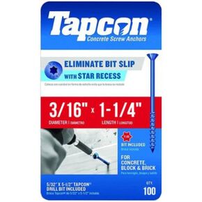 Tapcon 3/16" x 1-1/4" Star Torx Head Concrete Anchor Screws 3169407V2 | 100 Pack | Drill Bit Included