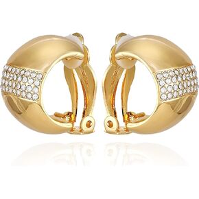 Vince Camuto Goldtone Crystal Glass Stone Hoop Clip On Earrings for Women