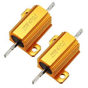 uxcell 25W 47 Ohm 5% Aluminum Housing Resistor Screw Tap Chassis Mounted Aluminum Case Wirewound Resistor Load Resistors Gold Tone 2 pcs