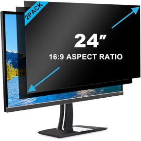 [2 Pack 24 inch Computer Privacy Screen Filter for 16:9 Aspect Ratio Widescreen Monitor - Blue Light Filter - Anti-Glare & Anti-Scratch Protector Film