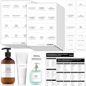 Cludoo 372 PCS Preprinted Minimalist Home Laundry Bathroom Labels for Organizing with DIY Blank Labels, Waterproof Oil Resistant Stickers for Bathroom Laundry Home Beauty Organization Supplies Labels