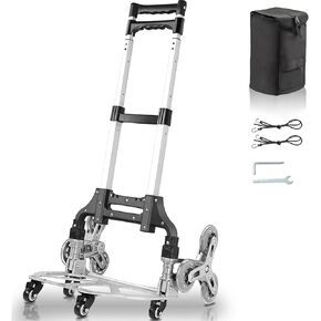 عربة تسلق السلالم، عربة دوللي لشاحنة يدوية قابلة للطي، عربة بقالة على عجلات مع مقبض تلسكوبي وحقيبة مقاومة للماء قابلة للفصل، عربة تسوق بسعة تحميل 180 رطل، باللون الأسود in Kuwait