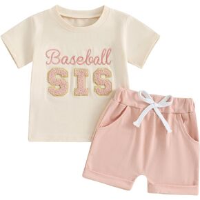 FIOMVA Baby Boy Girl Summer Clothes Brother Sister Matching Outfits Toddler Baseball Outfit Infant T Shirt Shorts Set