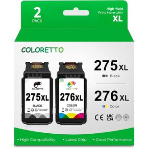 COLORETTO 275XL 276XL Ink Cartridges for Canon PIXMA TS3722 TS3720 TS3522 TS3520 TS3500 TR4720 TR4722 TR4725 TR4700 Printers as Replacement of PG-275XL CL-276XL 275276 (Black/Color) Combo