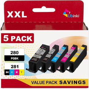 Compatible Ink Cartridge Replacement for Canon PGI-280XXL/CLI-281XXL (5 Value Pack) Ink 280 281 PGI-280 CLI-281 XXL to use with TR8500 TR8600 TR8520 TR8620a TR8620 TS6220 TS6320 TS8220 TS9521C