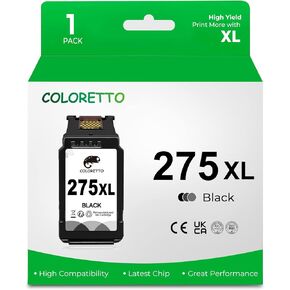 COLORETTO 275XL Ink Cartridge for Canon Printers as Replacement of Canon PG-275XL PG-275 pg275 for Canon PIXMA TS3722 TS3720 TS3522 TS3520 TS3500 TR4725 TR4722 TR4720 TR4700 High Yield (1 Black)