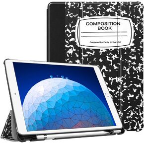 حافظة Fintie لجهاز iPad Air (الجيل الثالث) 10.5 بوصة 2019 / iPad Pro 10.5 بوصة 2017 - [SlimShell] غطاء حماية خفيف الوزن للغاية مع حامل قلم رصاص مدمج، تنبيه/غفو تلقائي (كتاب التكوين)