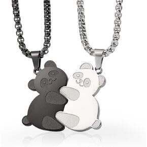 Panda Couples Necklace Cute Panda Hugging Puzzle Matching Necklaces Gift for Valentine's Day