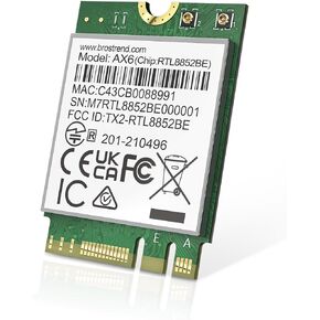 BrosTrend WiFi 6 WiFi Card for Laptop, Dual Band 1800Mbps M.2 Wireless Card with Bluetooth 5.2, WPA3 MU-MIMO Internal Computer Networking Card for Windows 10/11 (64bit), M.2/NGFF, Lifetime Protection
