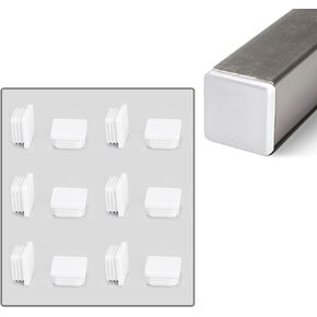 Square Plastic Plug,12 Pack Square Plastic Hole Plugs Inserts, End Caps for Metal Tubing Glide Protection from Chair Legs and Other Furniture(Black,1.25"/32mm)