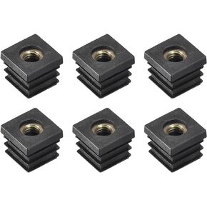 uxcell 10Pcs Inserts for Square Tubes with M8 Thread, for 0.79"x0.79" OD Square Tube, Black Plastic Plug Caster Insert Chair End Caps Furniture Leg Plug