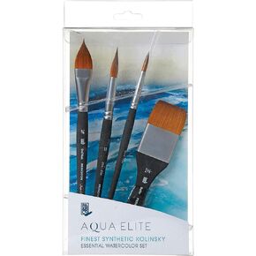 Princeton Aqua Elite, Series 4850, Synthetic Kolinsky Watercolor Paint Brush, Box Set of 4