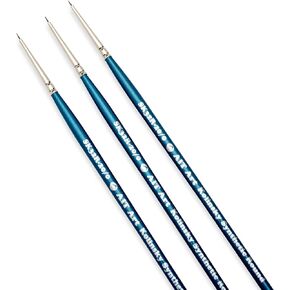 AIT Art Select Round Detail Paint Brushes, Size 0, Pack of 3, Synthetic Kolinsky Sable, Set Assembled in USA for Trusted Performance and Crafting Exquisite Details