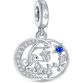NINGAN 925 Sterling Silver Animal Pendant Elephant, Dog, Cat, Turtle, Dog, Unicorn Dangle Charms For Women Bracelet
