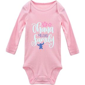 Ohana Means Family Baby Unisex Bodysuit Infant Casual Short Sleeve Onesie Romper Pink