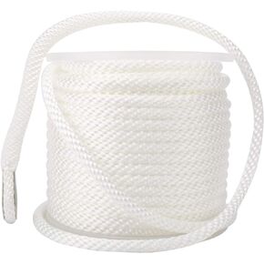 NovelBee 3/8" x 150' Premium Solid Braid MFP Anchor Line,Best Polypropylene Rope with Stainless Steel Thimble,Working Load Limit 250 lbs;Breaking Strength 1290 lbs (White)