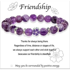 Flower Bracelet Aquamarine Bracelet Friendship Bracelets for Girls, 8mm Bead Healing Crystal Bracelet for Women Flower Girl Bracelet Gifts for Best Friend