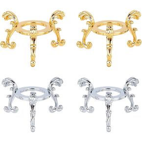 AHANDMAKER Crystal Ball Stand, 8 Packs Golden and Silver Crystal Sphere Stand, 2.2" in Diameter Antique Style Gold and Silver Crystal Stand Display Holder, Glass Bowl Flowering Crystal Ball Stand