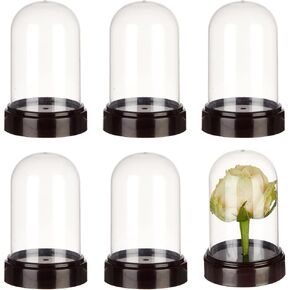 NBEADS 6 Sets Plastic Dome Cover, 2.77×4.2" in Diameter Plastic Display Dome Cloche Dome Mini Clear Display Dome with Plastic Base for Centerpieces Plants Rocks Specimens Decorations Crafts