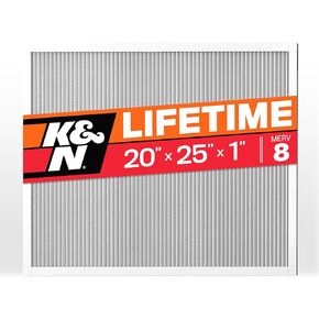 K&N 20X25X1 HVAC Furnace Air Filter, Lasts a Lifetime, Washable, Merv 8, the Last HVAC Filter You Will Ever Buy, Breathe Safely at Home or in the Office, HVC-8-12025
