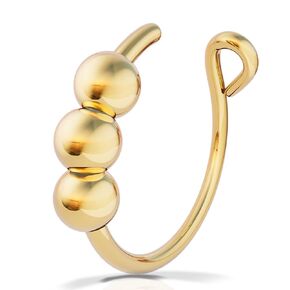 Gold Clip on Nose Ring - Handmade 14k Gold Fake Nose Ring with 2mm Gold Beads - Hypoallergenic 7mm Thin 24 Guage Gold Faux Piercing Hoop